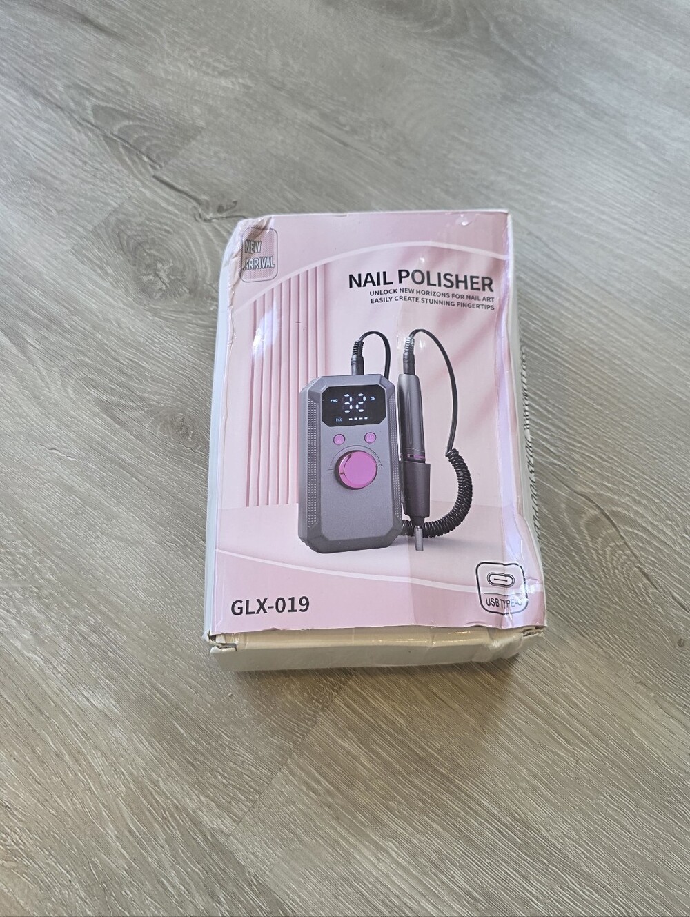 GLX-019 Rechargeable Portable Electric Nail File & Drill Kit USB Type-C Pink